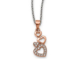 Sterling Silver Rose Pink Plated Hearts Necklace